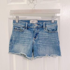Abercrombie Kids high rise jean shorts with rhinestones